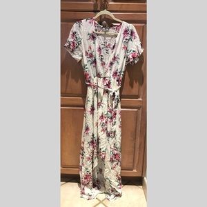 Floral Tie Waist High Low Dress